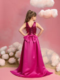 Tween Girls' Contrast Satin Sequin Party Dress