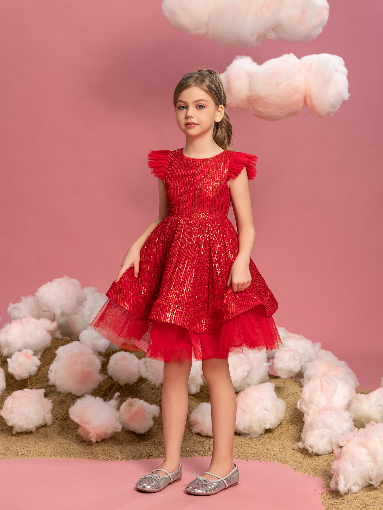 Tween Girls' Sparkling Cap Sleeves Sequin Party Dress