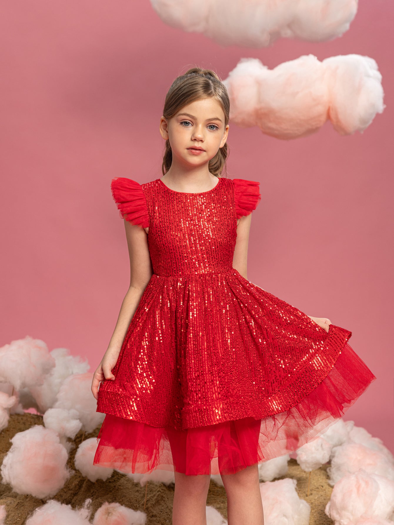 Tween Girls' Sparkling Cap Sleeves Sequin Party Dress