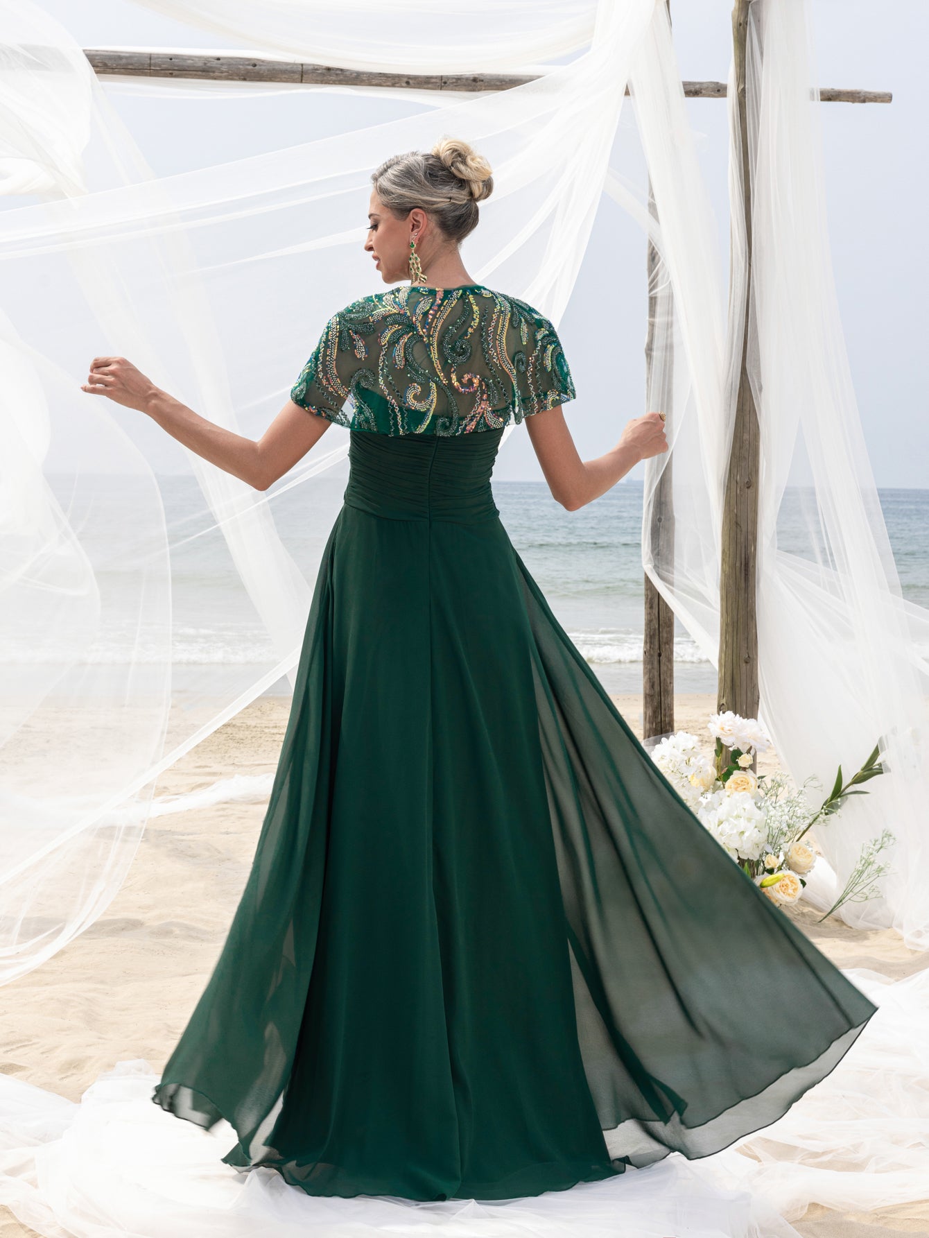 sequin and chiffon maxi dress Sage Coast Embellished Chiffon Maxi Dress