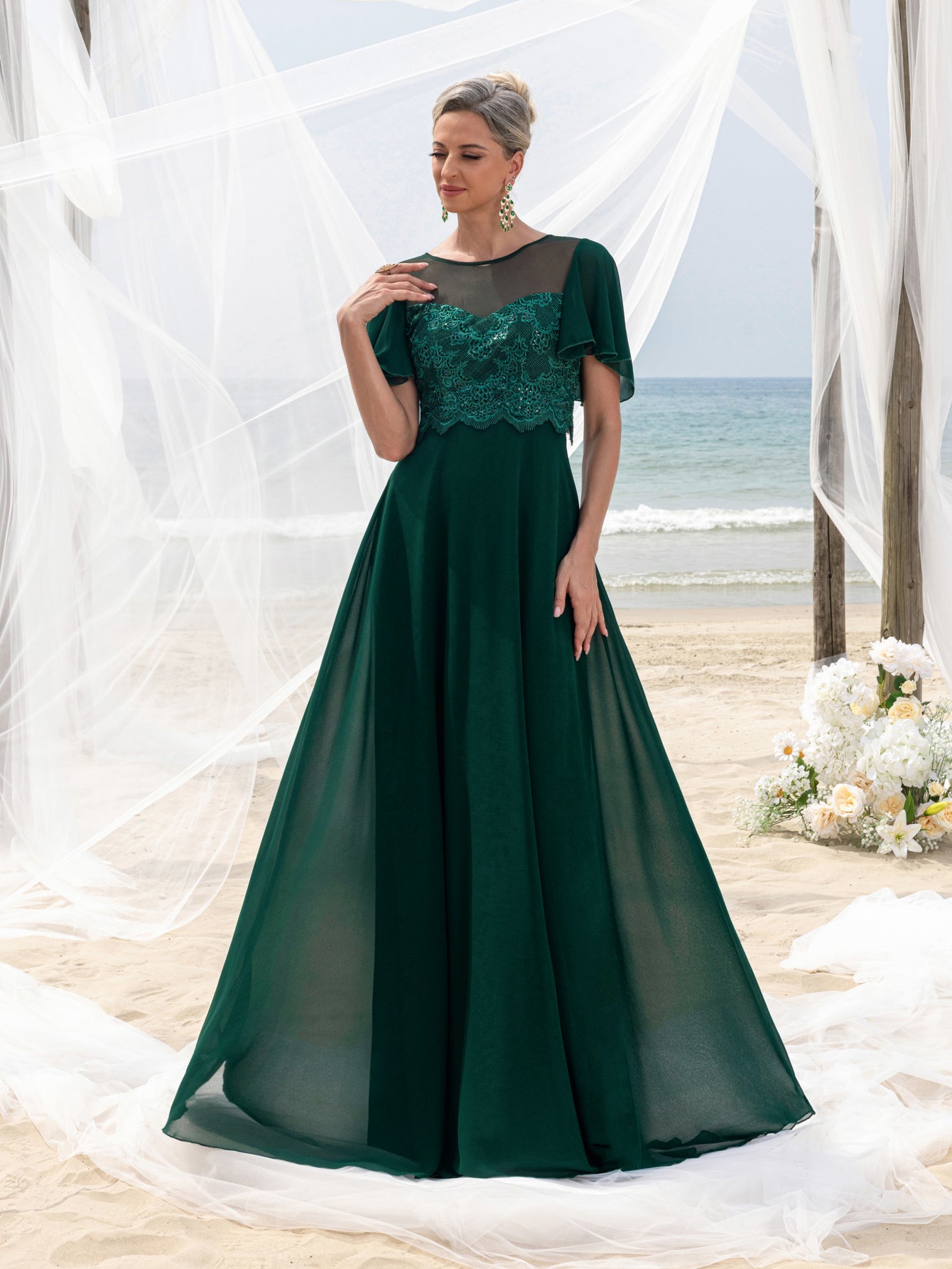 Womens' Elegant Lace Floor-Length Evening Gown for Mother of the Brid Elonnashop Womens' Elegant Lace Floor-Length Evening Gown for Mother of the Brid Elonnashop