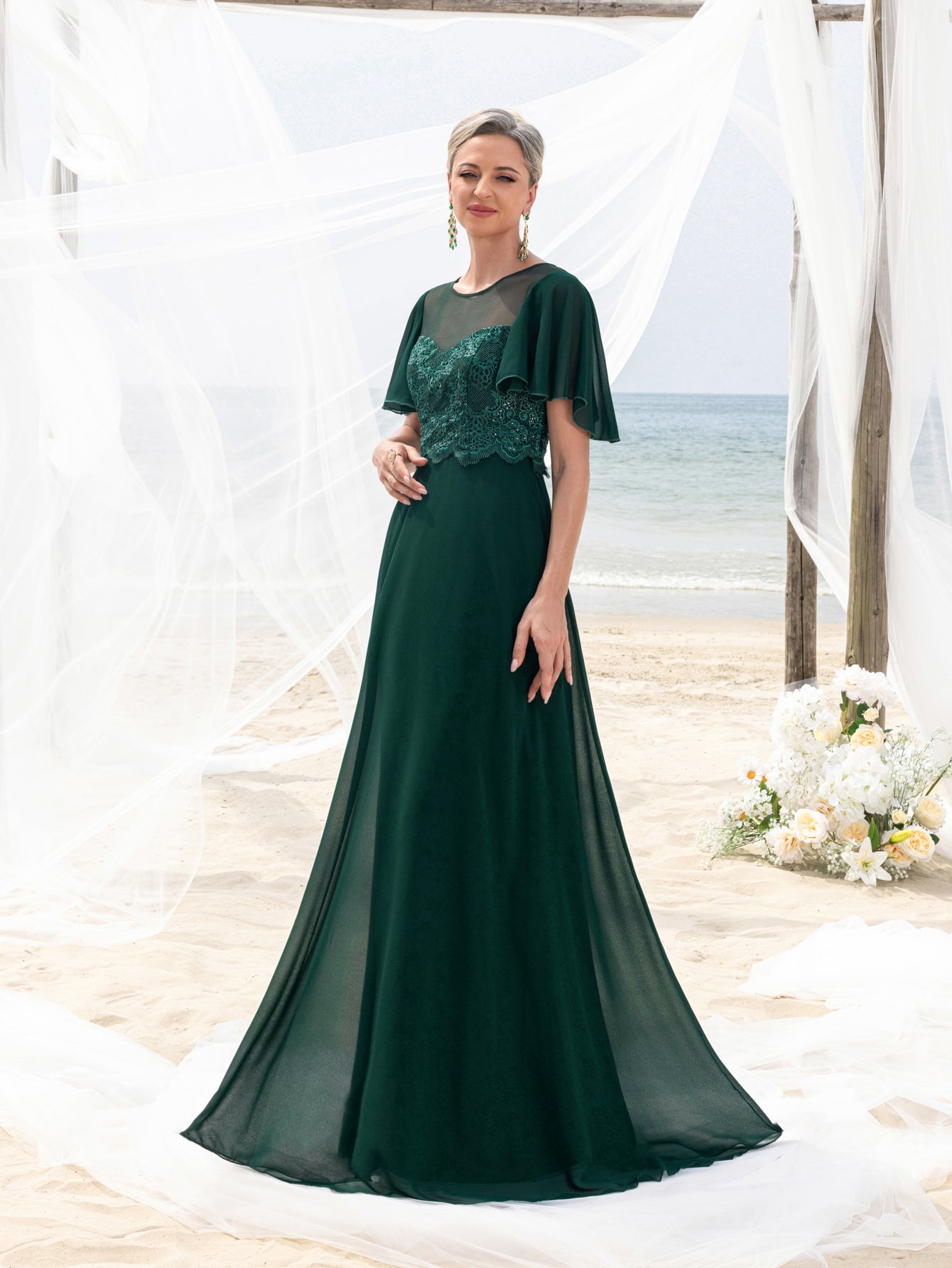 Womens' Elegant Lace Floor-Length Evening Gown for Mother of the Brid Elonnashop Womens' Elegant Lace Floor-Length Evening Gown for Mother of the Brid Elonnashop