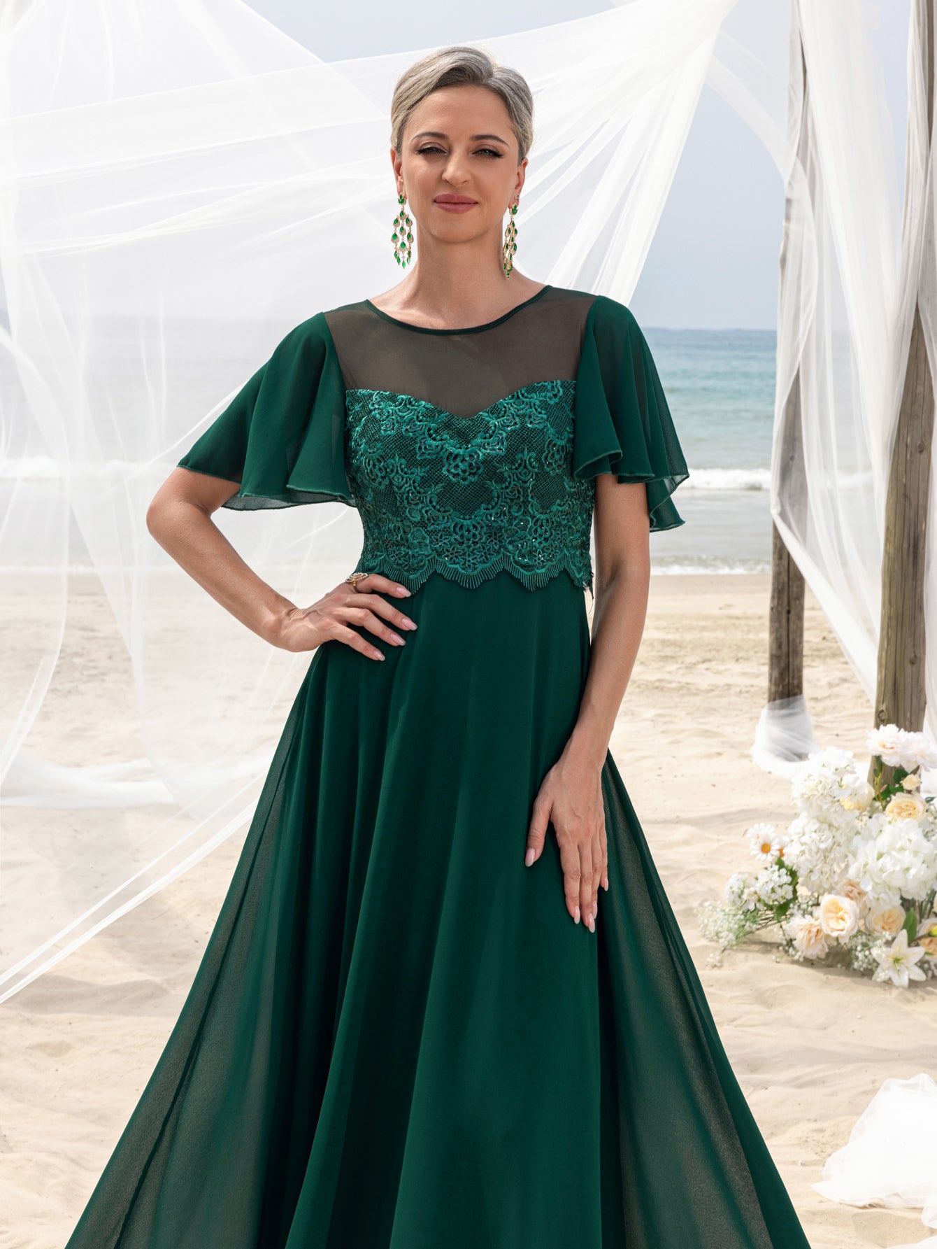 Womens' Elegant Lace Floor-Length Evening Gown for Mother of the Brid Elonnashop Womens' Elegant Lace Floor-Length Evening Gown for Mother of the Brid Elonnashop