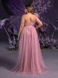 Plus Maternity Sparkling Evening Gowns: One-Shoulder Ruffled & Strapless Sequin Tulle Dresses for Pregnancy Photoshoots – 1XL-5XL