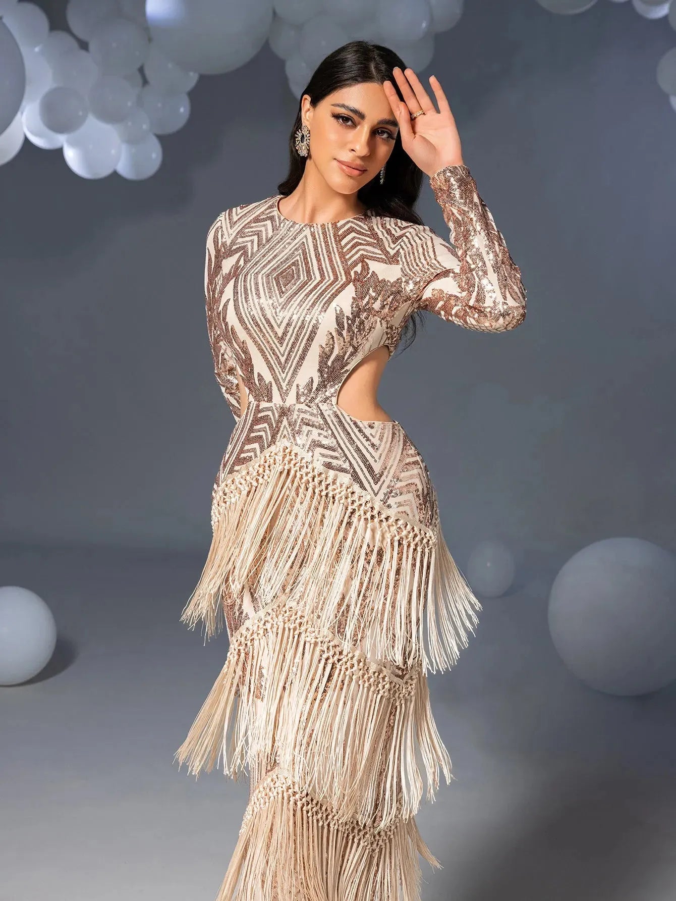 Gorgeous Cut Out Waist Fringed Sequin Party Dress Elonnashop Gorgeous Cut Out Waist Fringed Sequin Party Dress Elonnashop