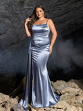Plus Elegant Evening Gown with Thigh-High Slit & Intricate Embroidery Access – Satin Bodycon Dress for Red Carpet, Gala Dinners & Luxury Weddings, 1XL-3XL