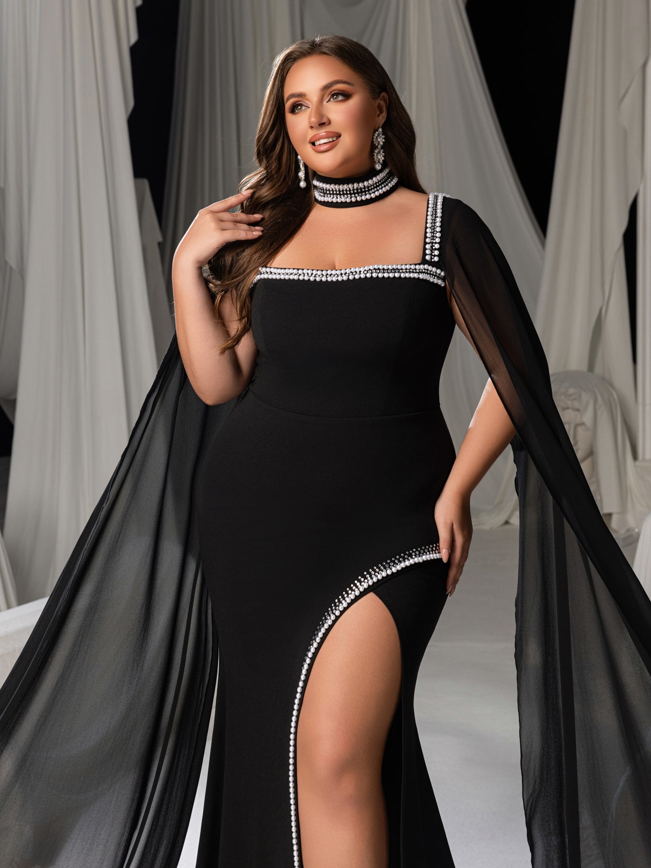 sheer overlay dress plus size Amazon.com: Roaman's Women's Plus Size Plus-Size Velvet 3/4 Sleeve Burnout Overlay Dress with Sheer Sleeves