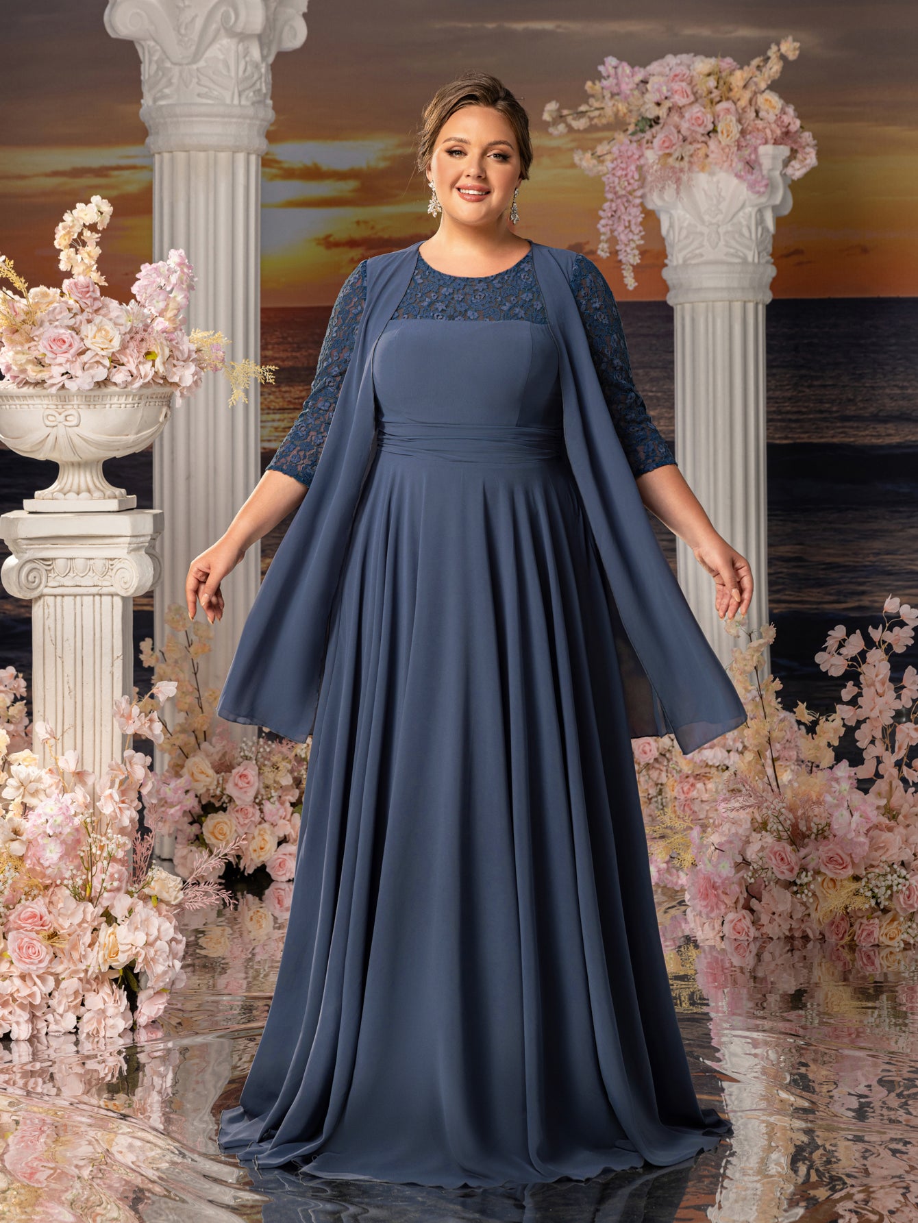 mother of the bride beach wedding dress Plus Womens' Lace & Chiffon Mother-of-the-Bride Dress: Flowing Beach – Elonnashop