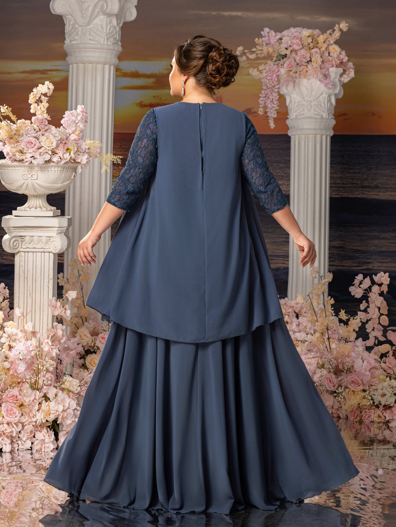beach wedding mother of the bride dresses Plus Womens' Lace & Chiffon Mother-of-the-Bride Dress: Flowing Beach – Elonnashop