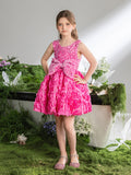 Tween Girls' Cute Applique Contrast Sequin Party Dress