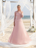 Womens' Elegant Evening Gowns: Lace & Chiffon with Boat Neckline and Floral Embroidery – Timeless Formal Occasion Dresses