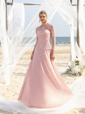 Womens' Elegant Evening Gowns: Lace & Chiffon with Boat Neckline and Floral Embroidery – Timeless Formal Occasion Dresses