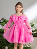 Tween Girls' Off Shoulder Bow Front Puff Dress