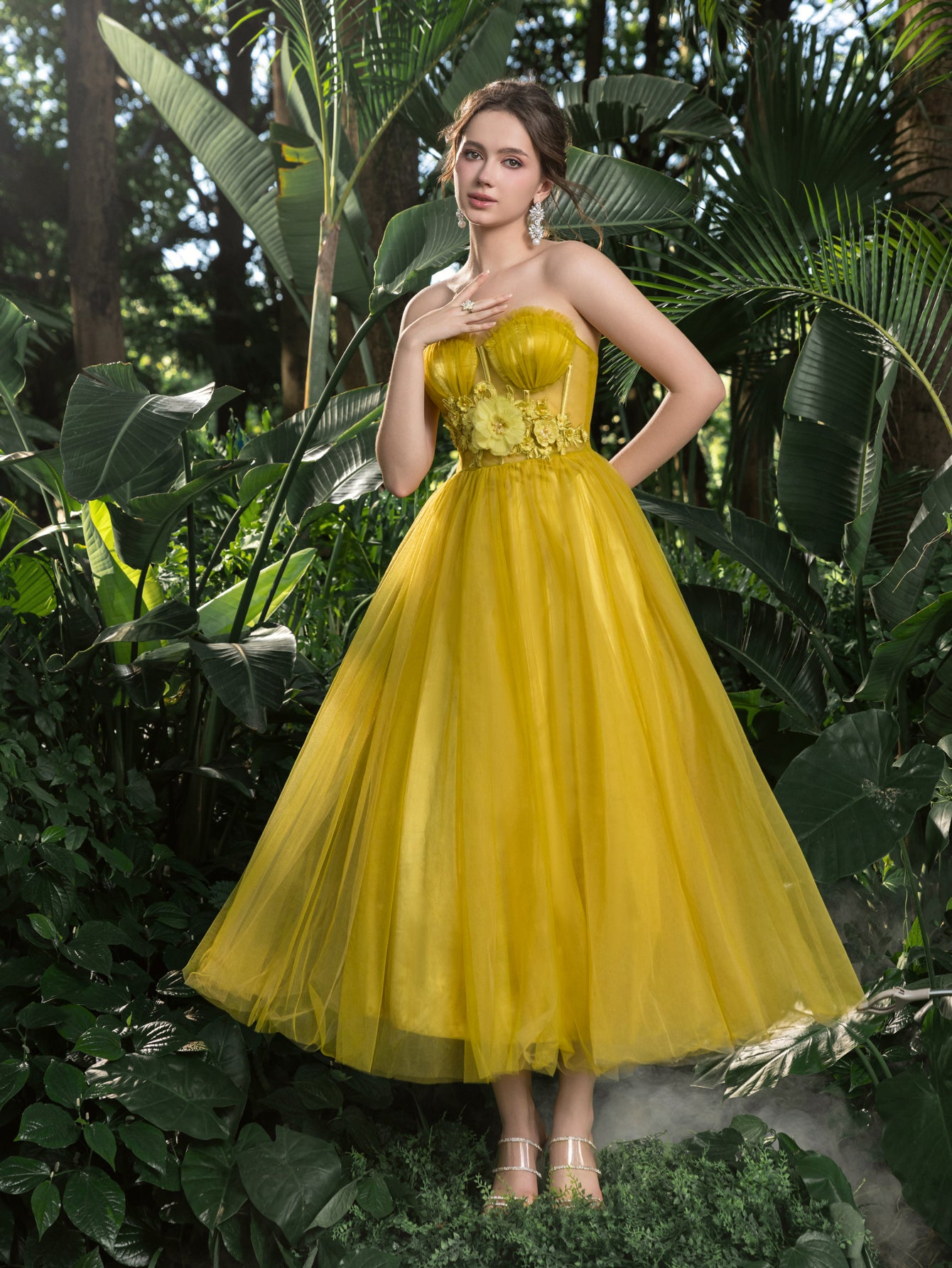 Seven Hills Smoke And Vape Midi Strapless Tulle Ball Gown with Floral Embellishments Dramatic Elonnashop Misty Seven Hills Smoke And Vape Midi Strapless Tulle Ball Gown with Floral Embellishments Dramatic Elonnashop Misty
