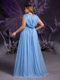 Plus Maternity Draped Neckline Contrast Sequin Formal Party Dress