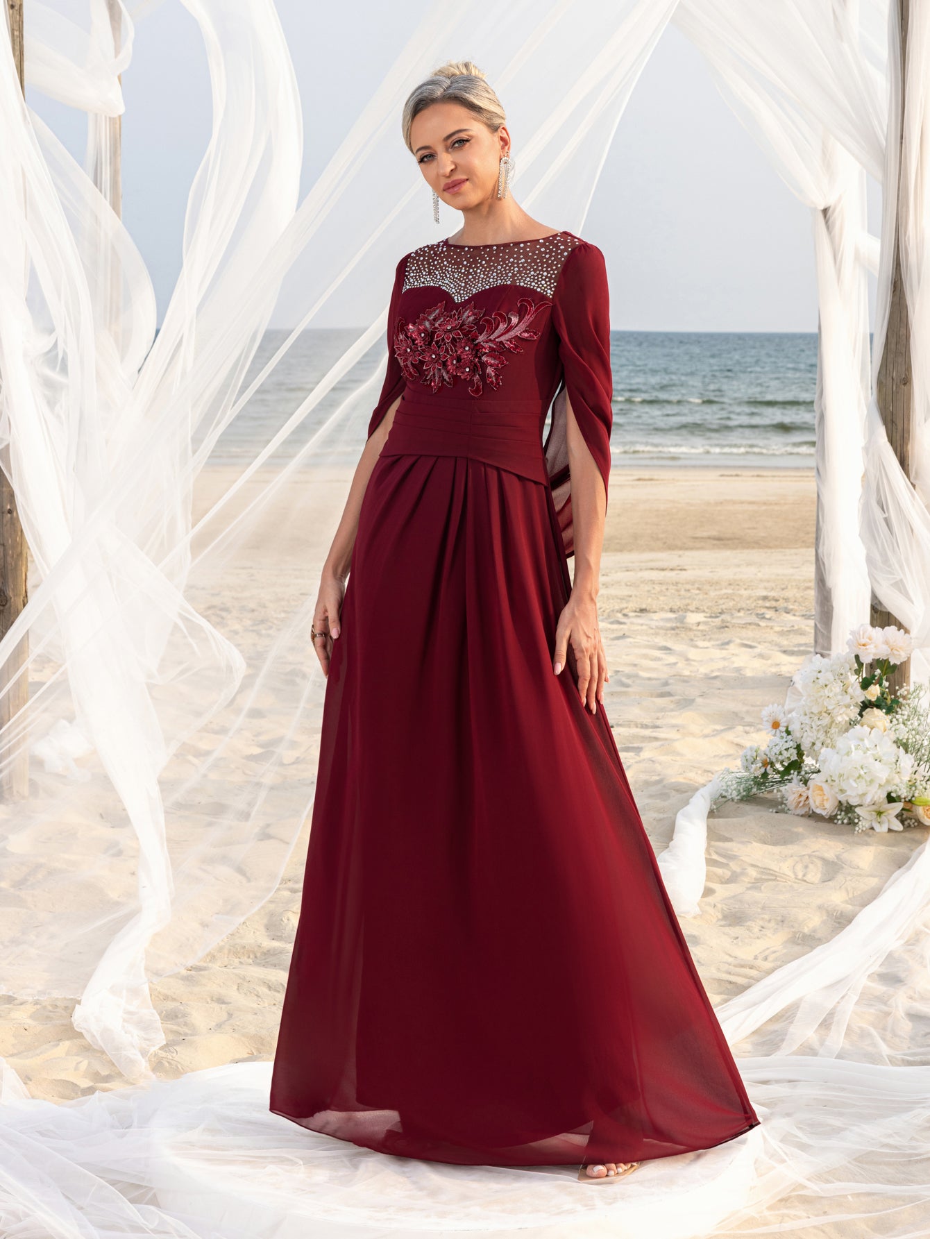 Long Sleeve Heimo Dresses Bridal Gown Cape Adrianna Papell Long Gowns Burgundy Mother Of The Bride Long Sleeve Heimo Dresses Bridal Gown Cape Adrianna Papell Long Gowns Burgundy Mother Of The Bride