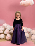 Young Girls' Backless 3/4 Sleeve A Line Dress With Bow