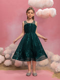 Tween Girls' Pleated Front Sleeveless Sequin Party Dresses