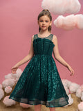 Tween Girls' Pleated Front Sleeveless Sequin Party Dresses