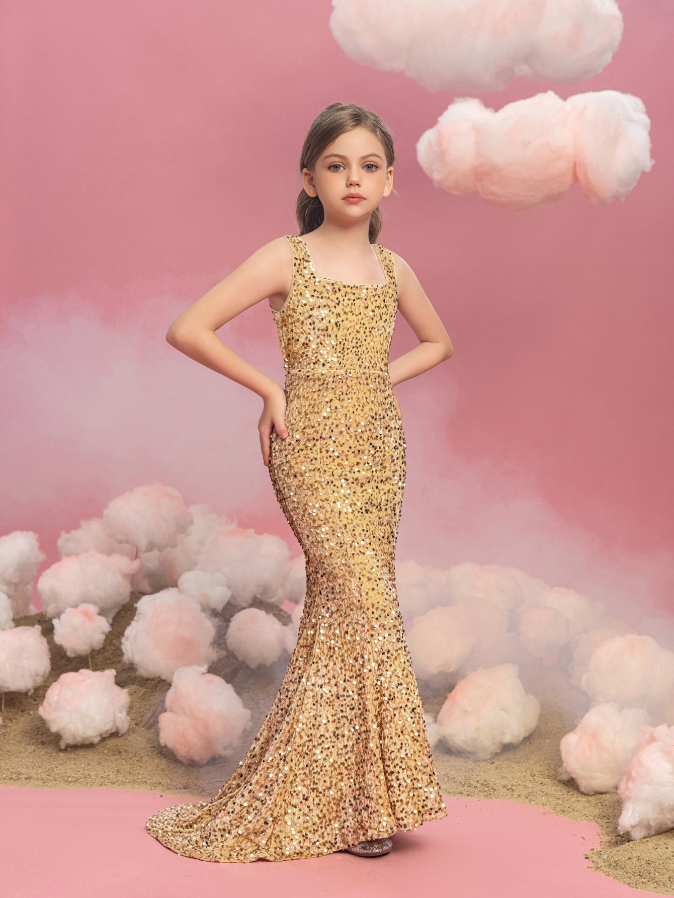 Tween Girls' Square Neck Sleeveless Mermaid Hem Sequin Party Dress Red / 10Y Tween Girls' Square Neck Sleeveless Mermaid Hem Sequin Party Dress Red / 10Y