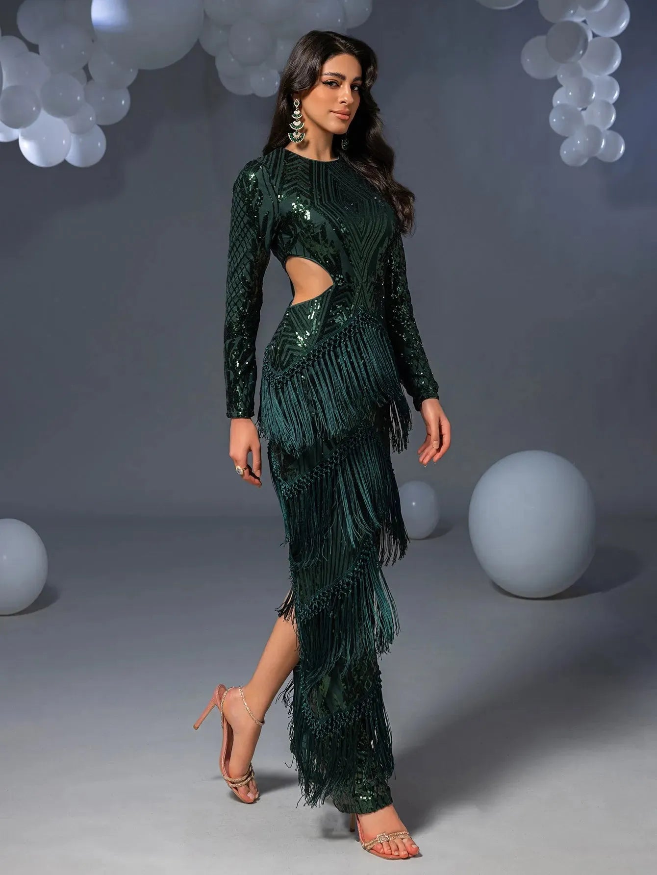 Gorgeous Cut Out Waist Fringed Sequin Party Dress Elonnashop Gorgeous Cut Out Waist Fringed Sequin Party Dress Elonnashop