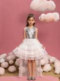 Tween Girls' Mesh Layered Hem Sequin Party Dress