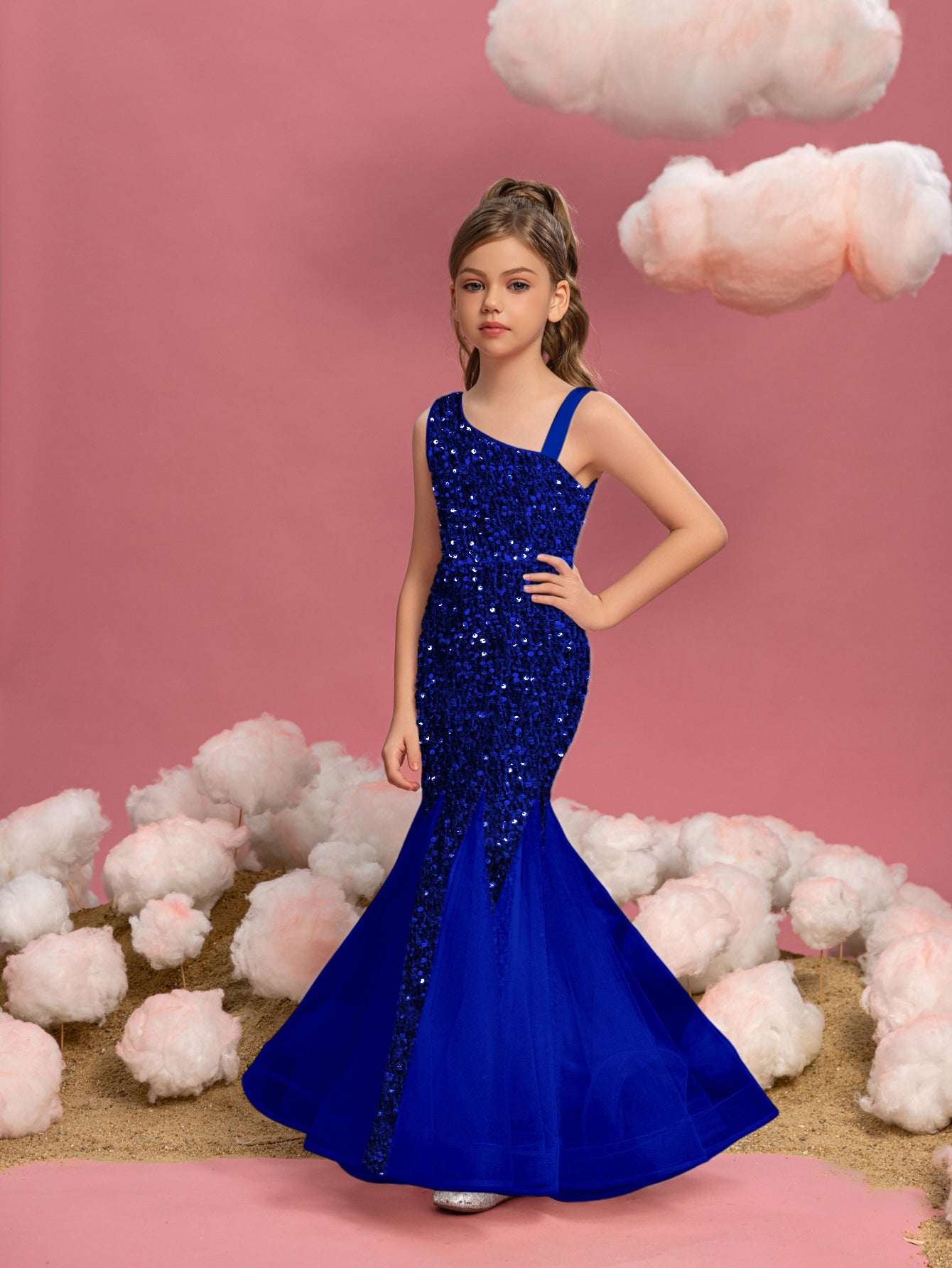 Tween Girls' Mesh Insert Mermaid Hem Sequin Dress