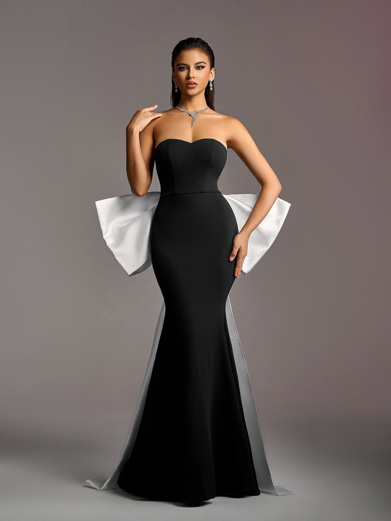 vintage mermaid dress Vintage Mermaid Hem Tube Prom Dress with Big Bow – Elonnashop