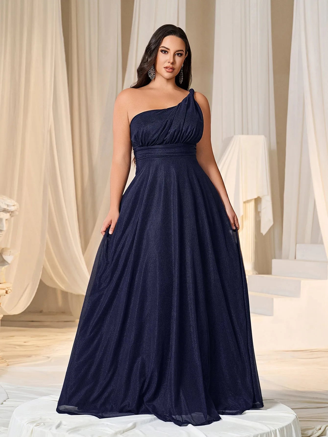 Plus One Shoulder Sleeveless Bridesmaid Dress Green / 4XL Plus One Shoulder Sleeveless Bridesmaid Dress Green / 4XL