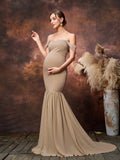 Maternity Off Shoulder Mermaid Hem Evening Dress