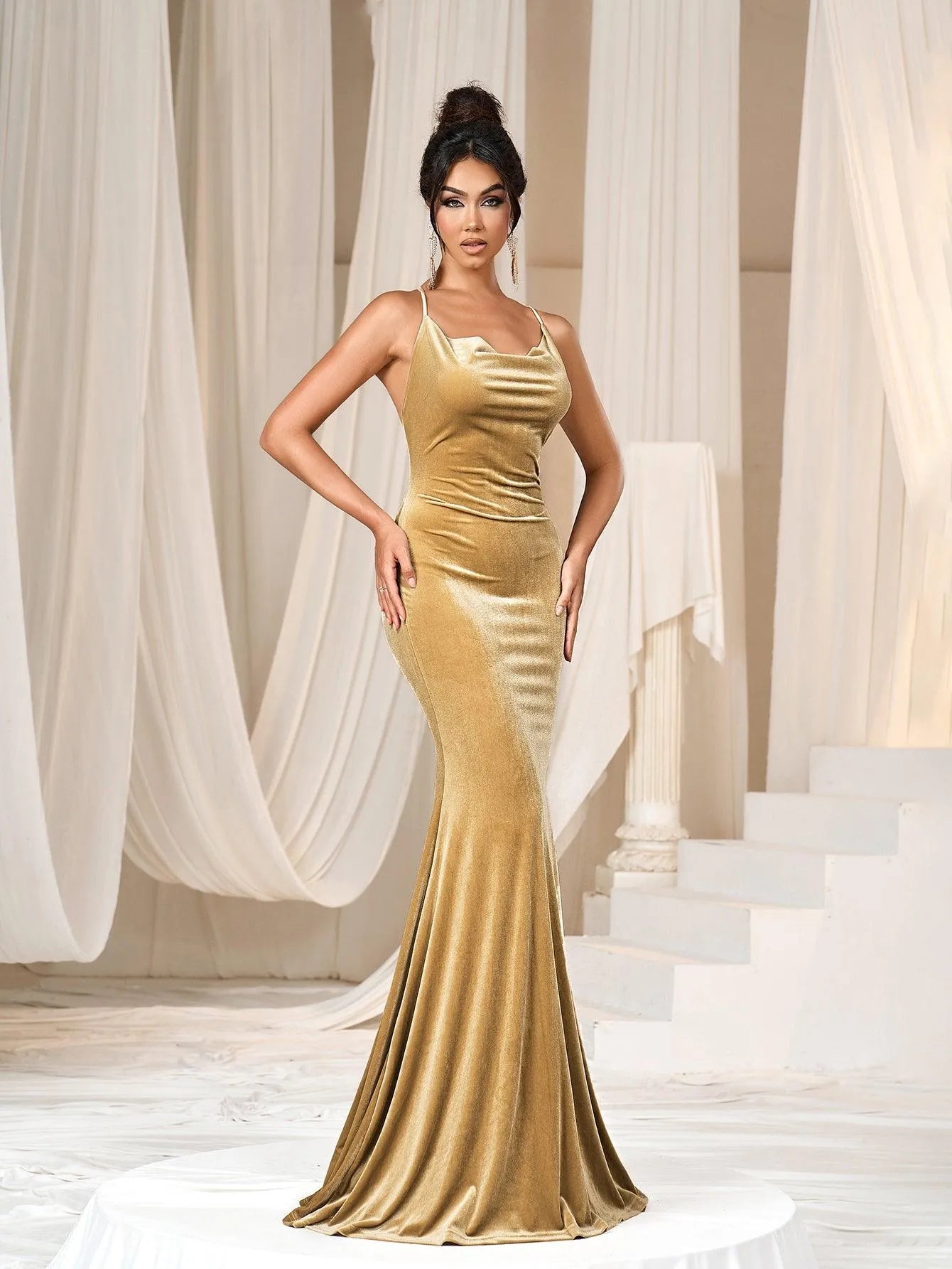 Classic Velvet Mermaid Cami Dress Elonnashop Classic Velvet Mermaid Cami Dress Elonnashop