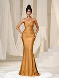 Elegant Solid Strapless Mermaid Hem Evening Dress