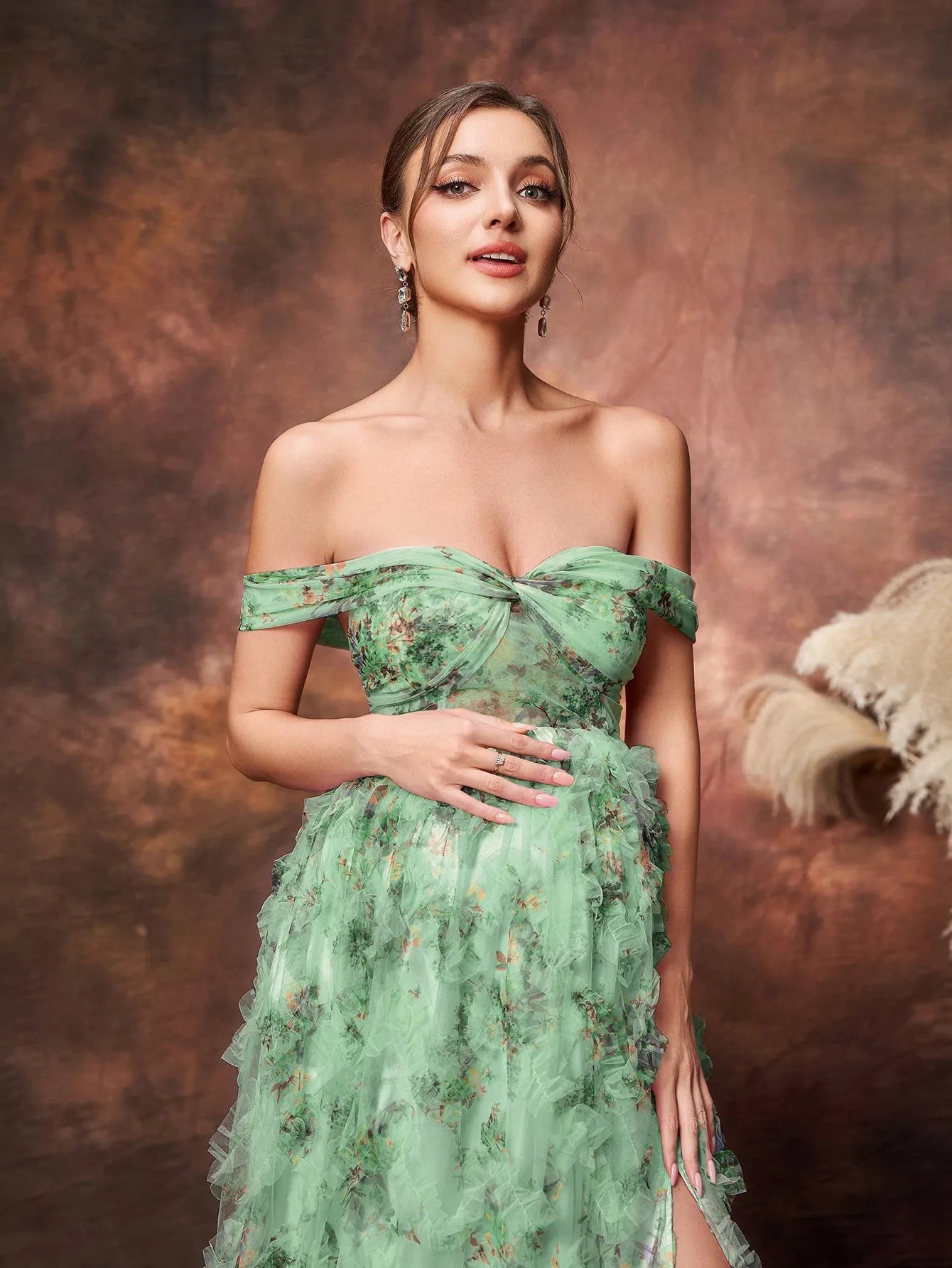MYRISAM Women's Off Shoulder Maternity Dress - Ruffled Mermaid Gown For Baby Showers & Weddings Mermaid Style Pregnancy Photo Dress MYRISAM Women's Off Shoulder Maternity Dress - Ruffled Mermaid Gown For Baby Showers & Weddings Mermaid Style Pregnancy Photo Dress