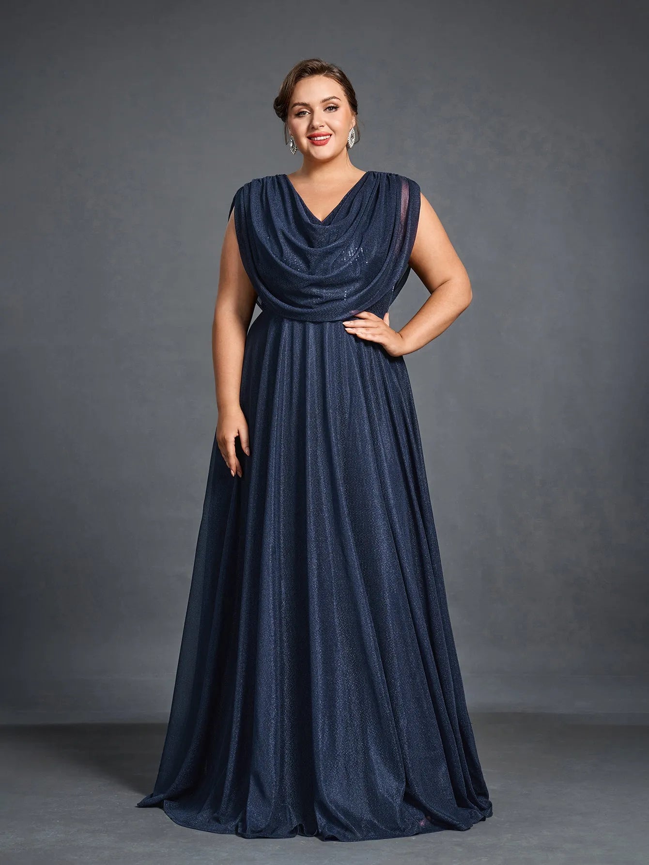 ladies cowl neck dresses Chills Cowl Neck Satin Maxi Dress Champagne