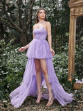 Gorgeous Halter Neck Beaded Bodice Contrast Layered Tulle Hem Prom Dress