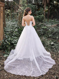 Gorgeous Applique Detail Backless Lace Up Slip Wedding Dress - Elonnashop