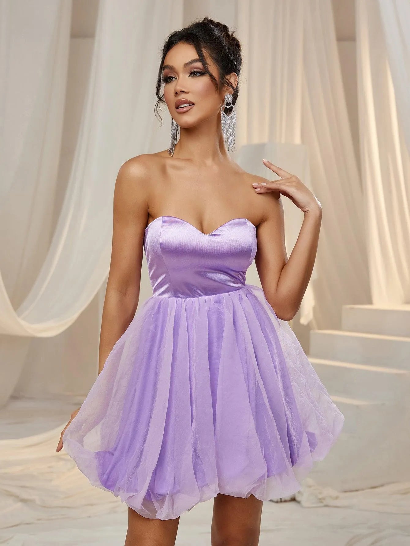 Strapless Mini A Line Party Dress - Elonnashop