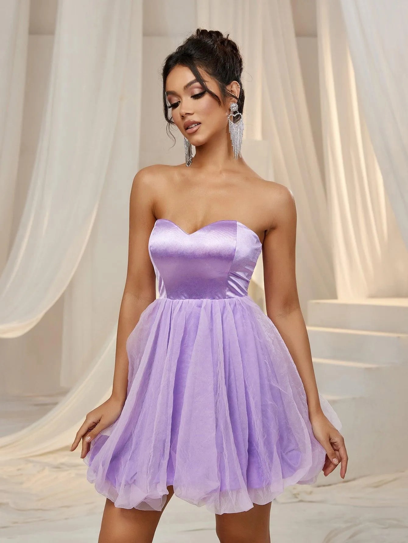 Strapless Mini A Line Party Dress - Elonnashop