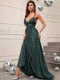 Elegant Backless Sequin Cami Party Dress - Elonnashop