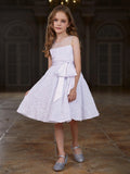 Tween Girls' Cute Sleeveless Knot Side Sequin A Line Dress - Elonnashop