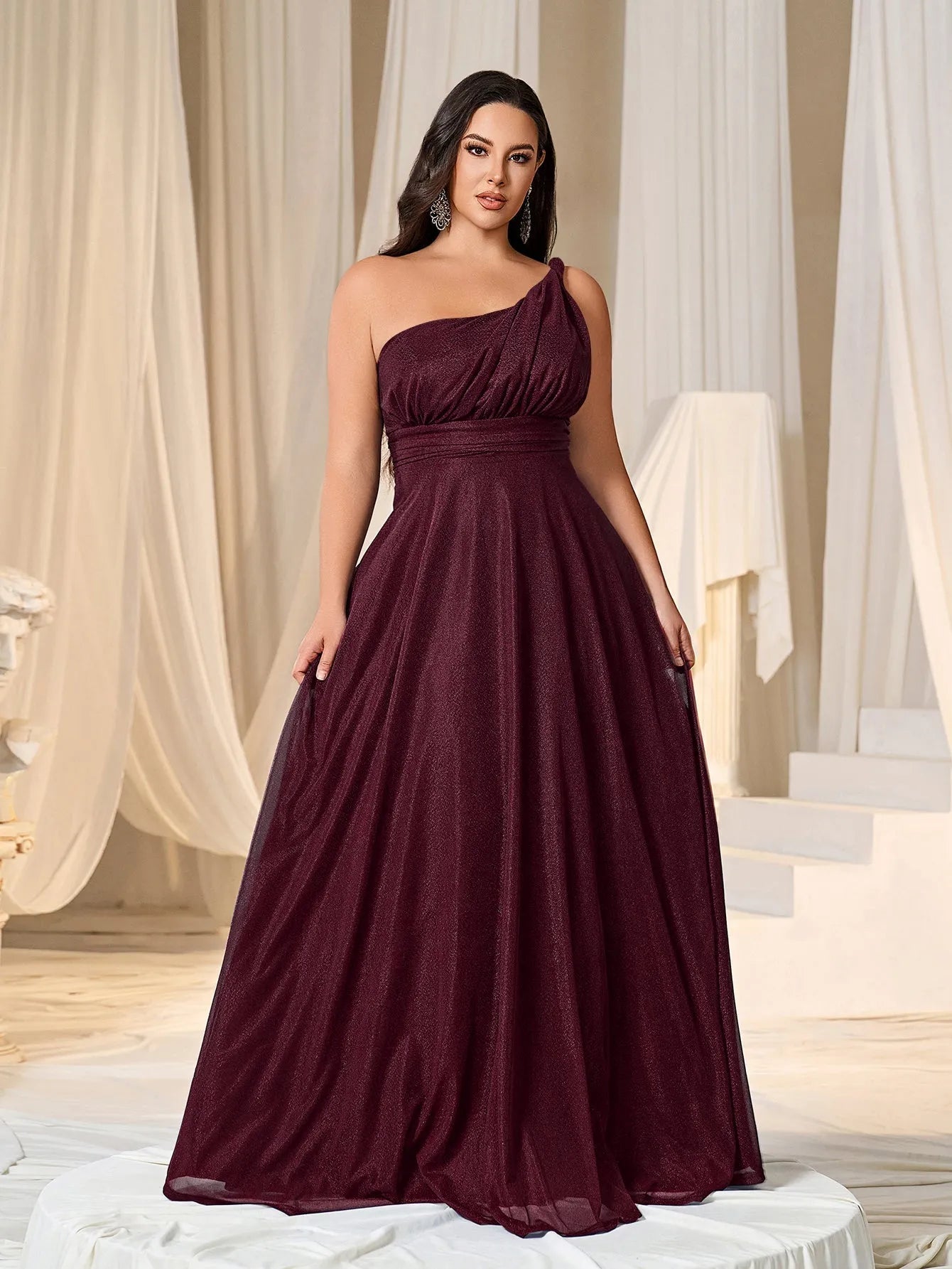 Plus One Shoulder Sleeveless Bridesmaid Dress Green / 4XL Plus One Shoulder Sleeveless Bridesmaid Dress Green / 4XL