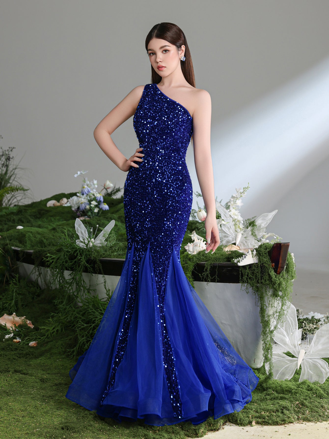 Teen Girls' Mesh Insert Mermaid Hem Sequin Dress