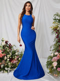 Elegant Backless Mermaid Hem Prom Dress