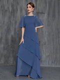 Womens' Applique Detail Layered Hem Chiffon Dress - Elonnashop