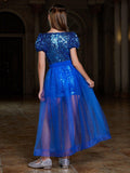 Tween Girls' Mesh Overlay Sequin Mini Dress - Elonnashop