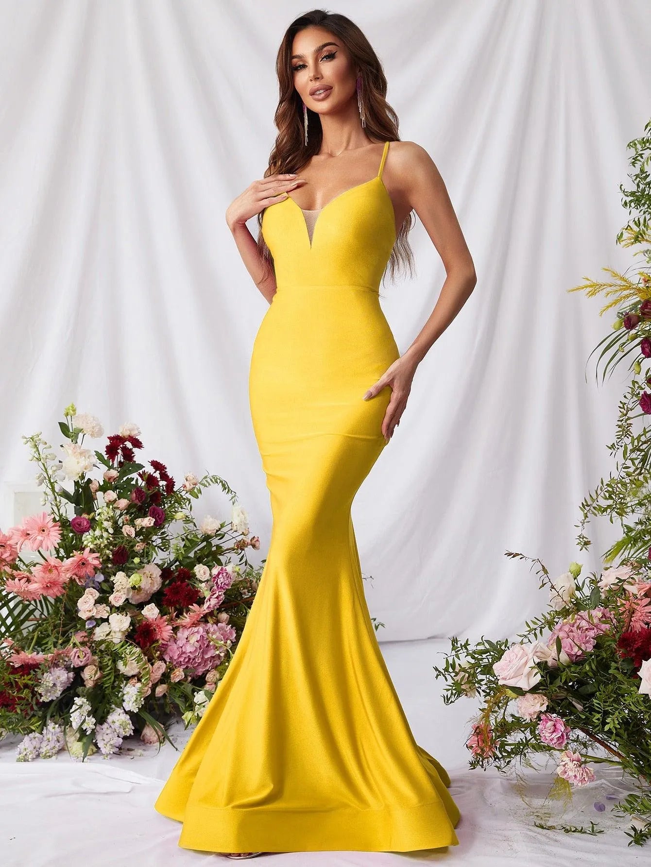 Elegant Spaghetti Strap Mermaid Prom Dress - Elonnashop