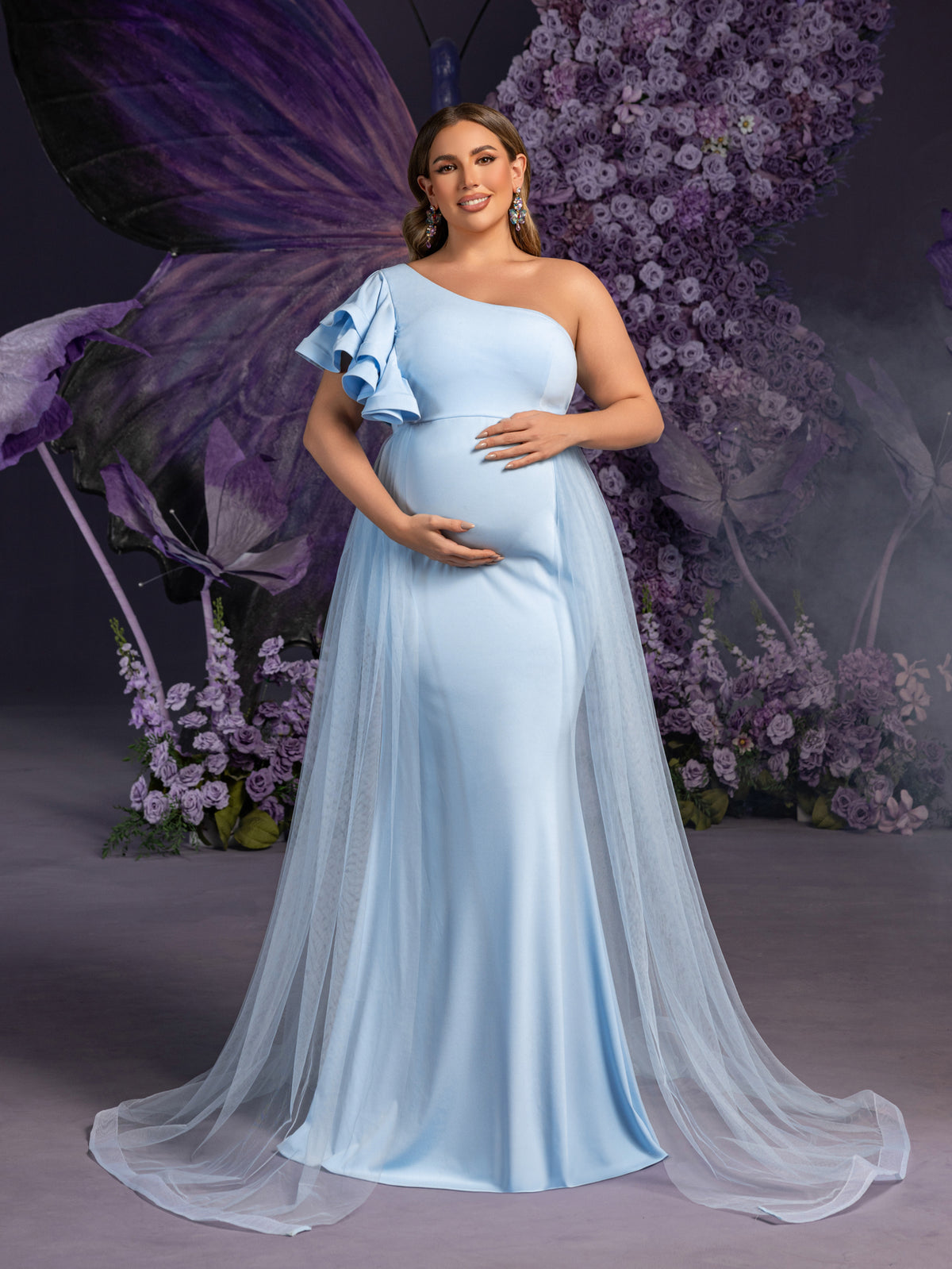 elegant maternity evening dresses & formal gowns Elegant Silver A-line Maternity Prom Dress with V-Neckline and Beading from JLDressCA