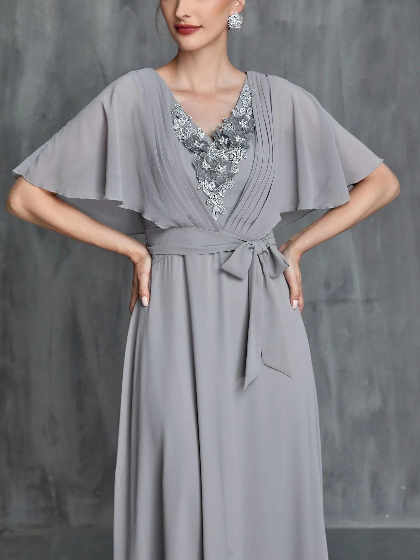 grey butterfly dress Grey Butterfly Sleeves Appliques Mermaid Mother of the Bride Dress Modsele