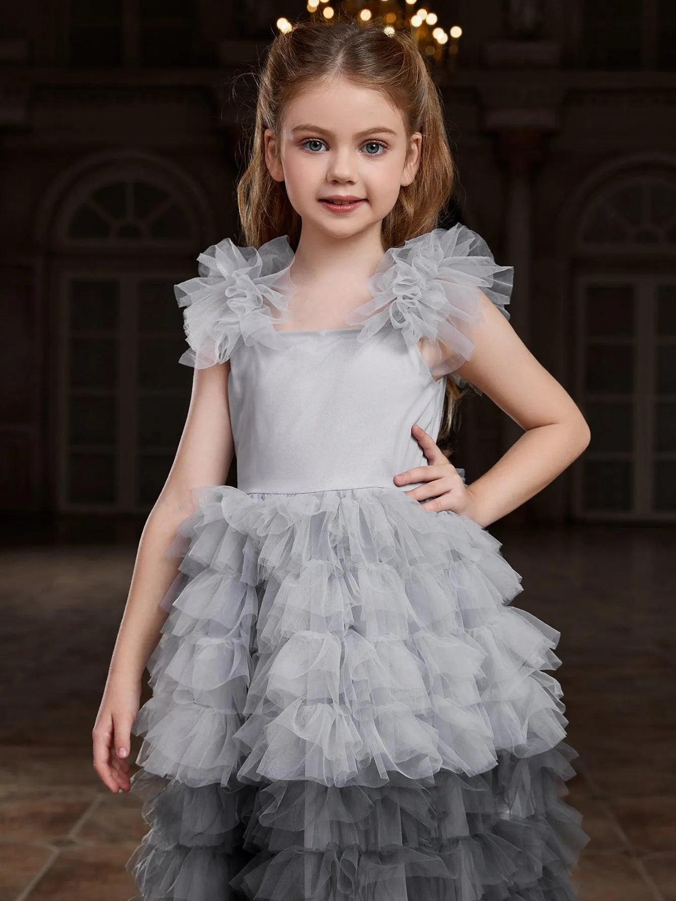 Tween Girls' Ruffle Trim Gradient Layered Hem Cake Dress – Elonnashop