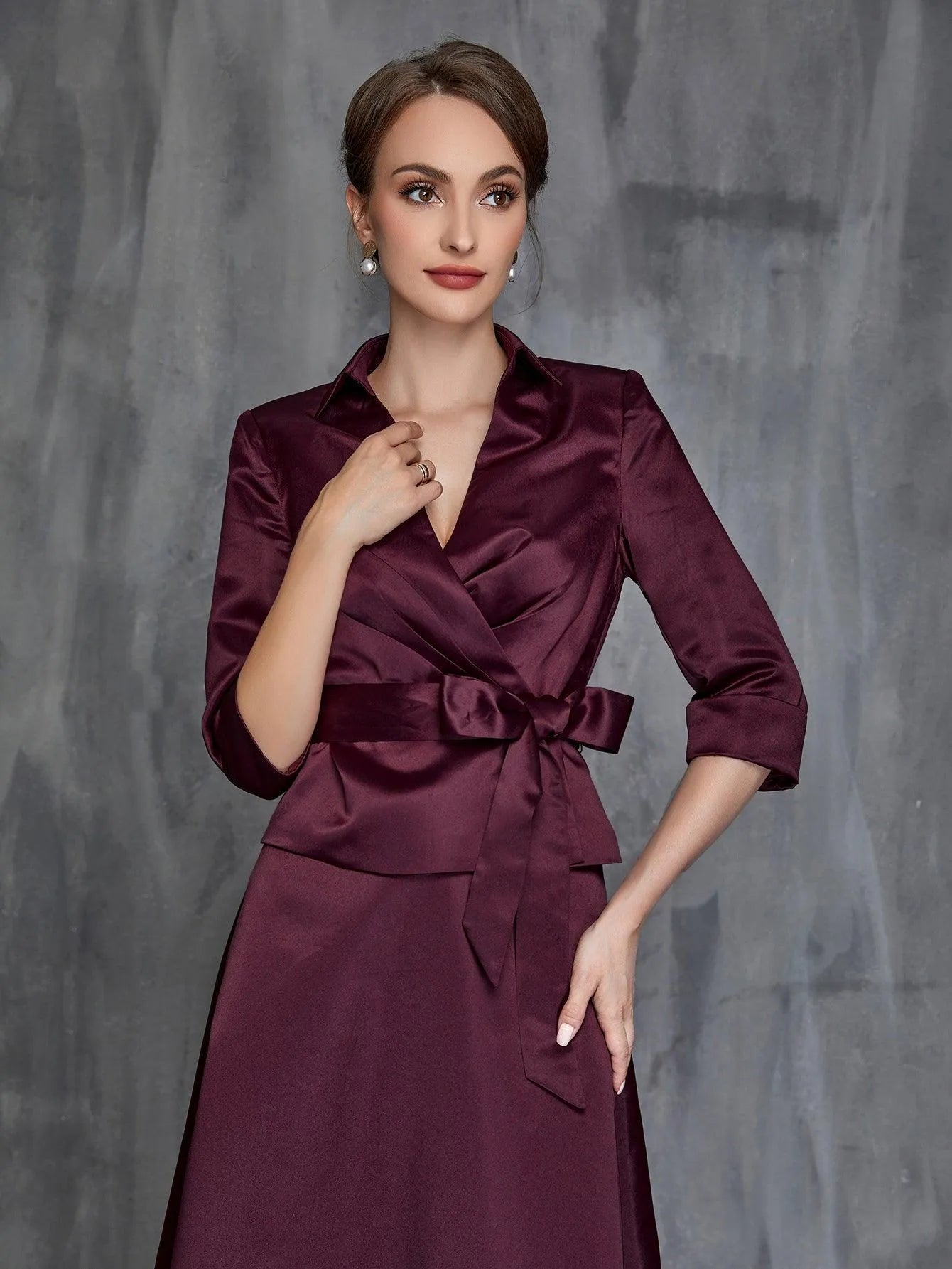 Womens' Solid Satin Two Piece Sets - Elonnashop